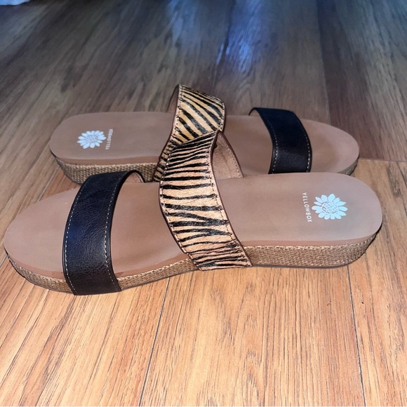 Yellow Box Women's Zebra Print and Black Sandals - Picture 5 of 6